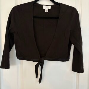 NEW Ann Taylor LOFT Women MP Black Knit Tie Front Shrug  sweater